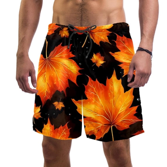 luoweisi Men's Beach Shorts Quick Dry Swim Trunks with Mesh Lining Maple Leaf XL
