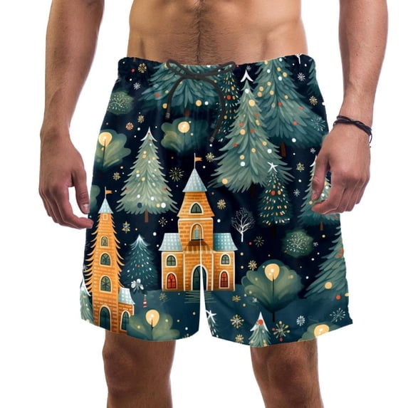luoweisi Men's Beach Shorts Quick Dry Swim Trunks with Mesh Lining Merry Chrismas XL