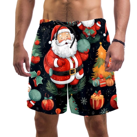 luoweisi Men's Beach Shorts Quick Dry Swim Trunks with Mesh Lining Merry Chrismas XL