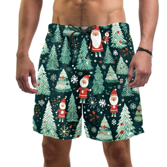 luoweisi Men's Beach Shorts Quick Dry Swim Trunks with Mesh Lining Merry Chrismas XL