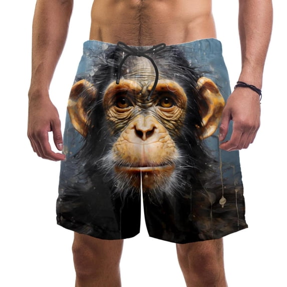 luoweisi Men's Beach Shorts Quick Dry Swim Trunks with Mesh Lining Monkey L