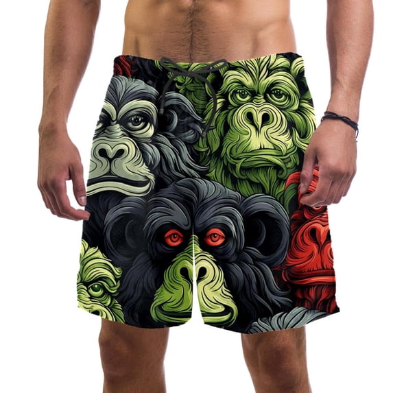 luoweisi Men's Beach Shorts Quick Dry Swim Trunks with Mesh Lining Monkey M