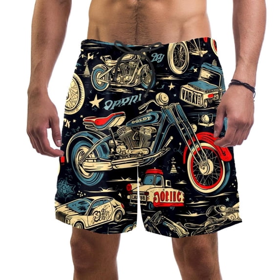luoweisi Men's Beach Shorts Quick Dry Swim Trunks with Mesh Lining Motorcycle L