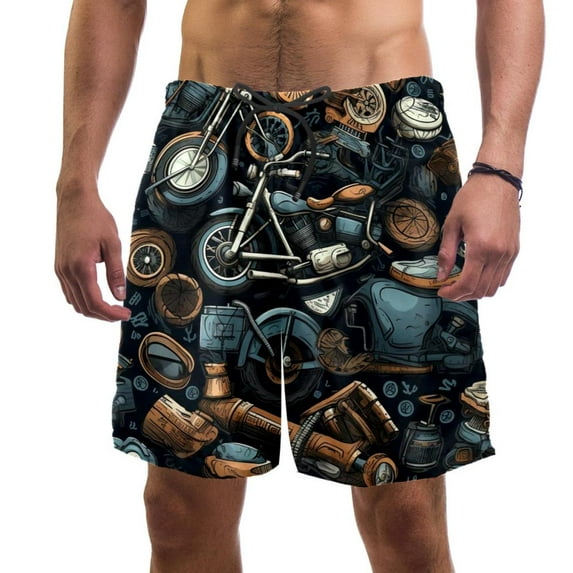 luoweisi Men's Beach Shorts Quick Dry Swim Trunks with Mesh Lining Motorcycle L