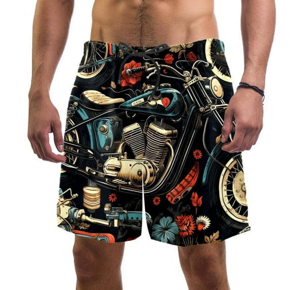 luoweisi Men's Beach Shorts Quick Dry Swim Trunks with Mesh Lining Motorcycle L