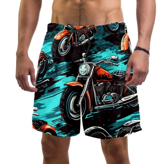 luoweisi Men's Beach Shorts Quick Dry Swim Trunks with Mesh Lining Motorcycle M