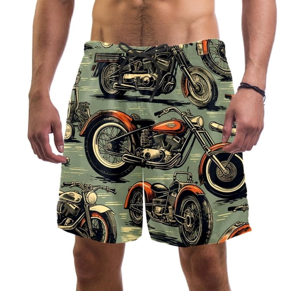 luoweisi Men's Beach Shorts Quick Dry Swim Trunks with Mesh Lining Motorcycle S