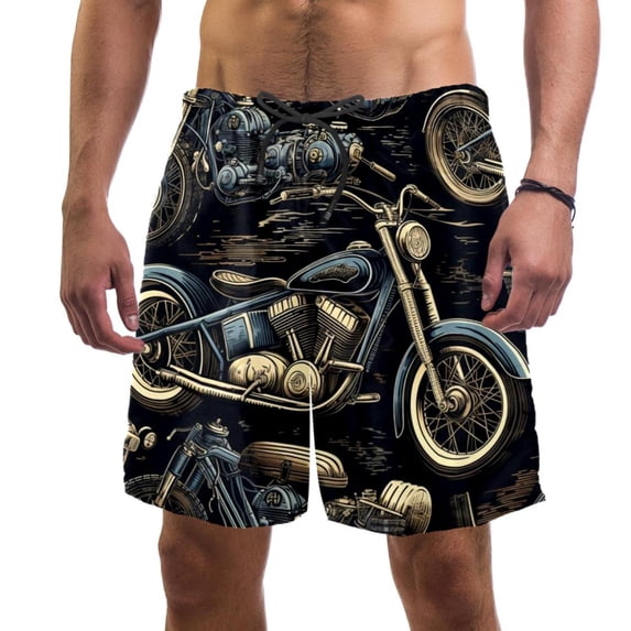 luoweisi Men's Beach Shorts Quick Dry Swim Trunks with Mesh Lining Motorcycle XL