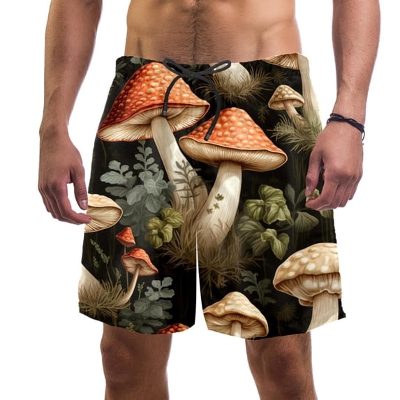 luoweisi Men's Beach Shorts Quick Dry Swim Trunks with Mesh Lining Mushroom M