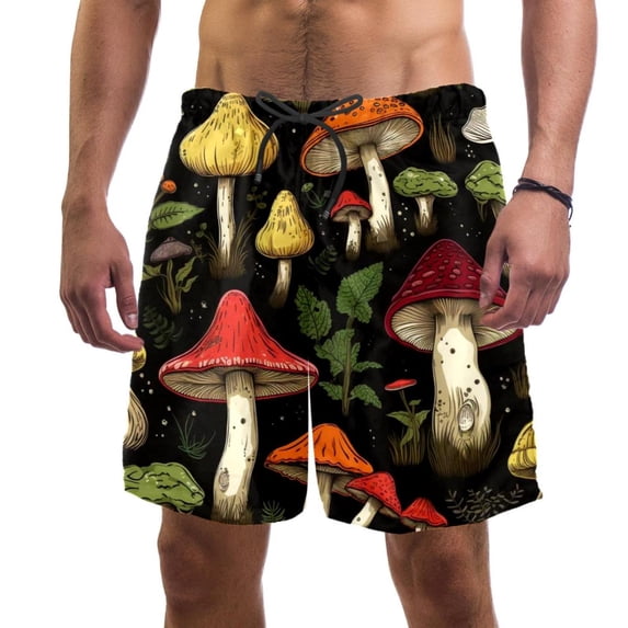 luoweisi Men's Beach Shorts Quick Dry Swim Trunks with Mesh Lining Mushroom XL