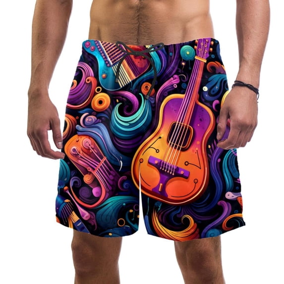 luoweisi Men's Beach Shorts Quick Dry Swim Trunks with Mesh Lining Musical Instrument S
