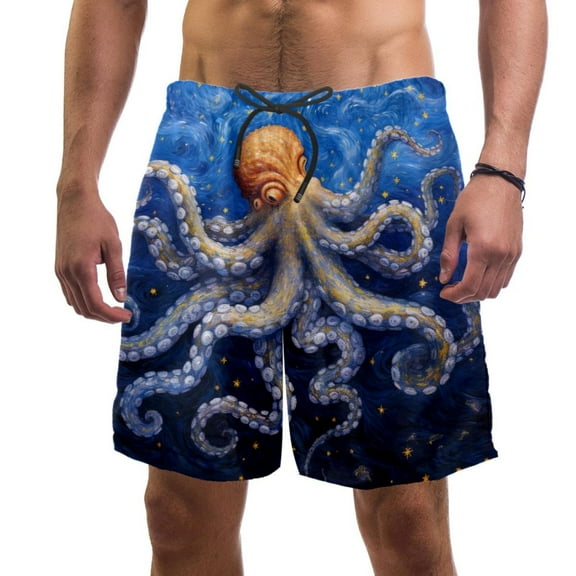 luoweisi Men's Beach Shorts Quick Dry Swim Trunks with Mesh Lining Octopus S