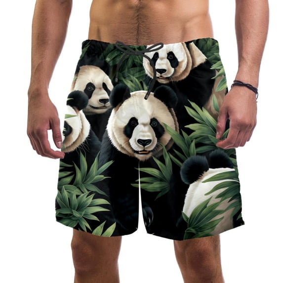 luoweisi Men's Beach Shorts Quick Dry Swim Trunks with Mesh Lining Panda M