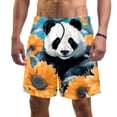 thumbnail image 1 of luoweisi Men's Beach Shorts Quick Dry Swim Trunks with Mesh Lining Panda Sunflower L, 1 of 5