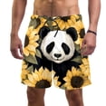 thumbnail image 1 of luoweisi Men's Beach Shorts Quick Dry Swim Trunks with Mesh Lining Panda Sunflower S, 1 of 5
