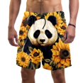 thumbnail image 1 of luoweisi Men's Beach Shorts Quick Dry Swim Trunks with Mesh Lining Panda Sunflower S, 1 of 5