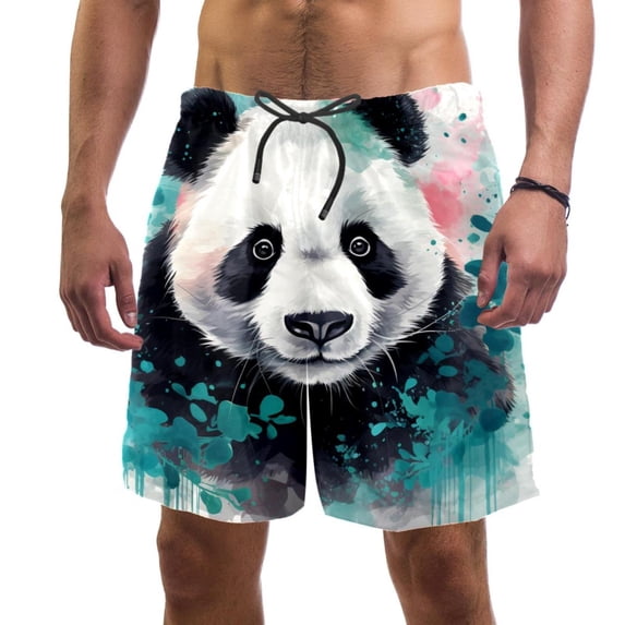 luoweisi Men's Beach Shorts Quick Dry Swim Trunks with Mesh Lining Panda XL