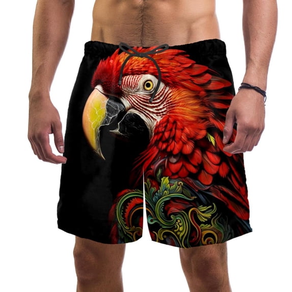 luoweisi Men's Beach Shorts Quick Dry Swim Trunks with Mesh Lining Parrot L