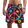 thumbnail image 1 of luoweisi Men's Beach Shorts Quick Dry Swim Trunks with Mesh Lining Peace Sign L, 1 of 5