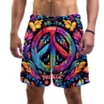 thumbnail image 1 of luoweisi Men's Beach Shorts Quick Dry Swim Trunks with Mesh Lining Peace Sign L, 1 of 5