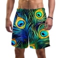 thumbnail image 1 of luoweisi Men's Beach Shorts Quick Dry Swim Trunks with Mesh Lining Peacock Feather L, 1 of 5