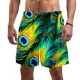 thumbnail image 1 of luoweisi Men's Beach Shorts Quick Dry Swim Trunks with Mesh Lining Peacock Feather L, 1 of 5