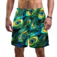 thumbnail image 1 of luoweisi Men's Beach Shorts Quick Dry Swim Trunks with Mesh Lining Peacock Feather L, 1 of 5