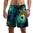 thumbnail image 1 of luoweisi Men's Beach Shorts Quick Dry Swim Trunks with Mesh Lining Peacock Feather M, 1 of 5