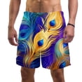 thumbnail image 1 of luoweisi Men's Beach Shorts Quick Dry Swim Trunks with Mesh Lining Peacock Feather XL, 1 of 5
