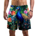 thumbnail image 1 of luoweisi Men's Beach Shorts Quick Dry Swim Trunks with Mesh Lining Peacock L, 1 of 5