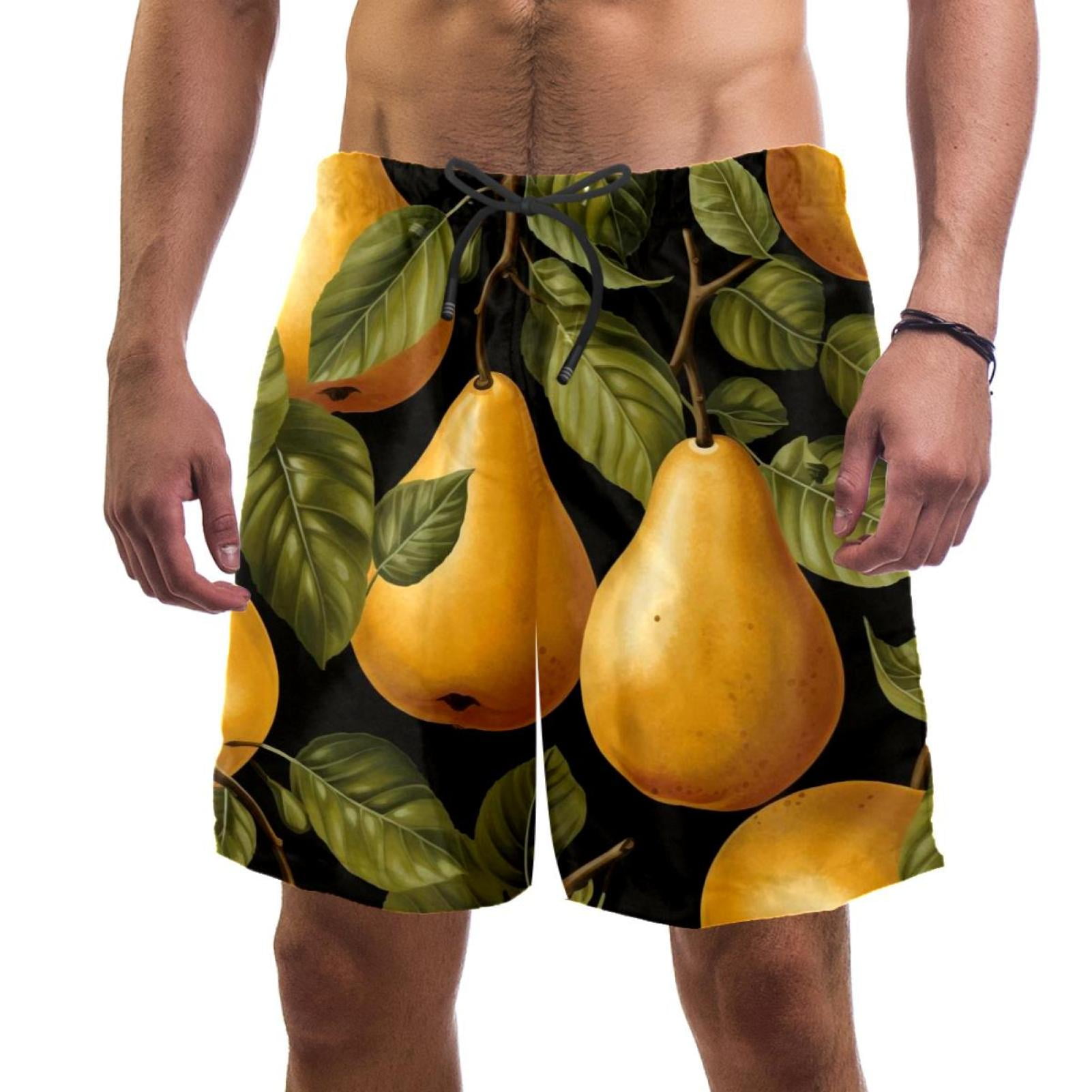 luoweisi Men's Beach Shorts Quick Dry Swim Trunks with Mesh Lining Pear 2XL
