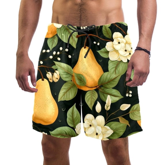 luoweisi Men's Beach Shorts Quick Dry Swim Trunks with Mesh Lining Pear L