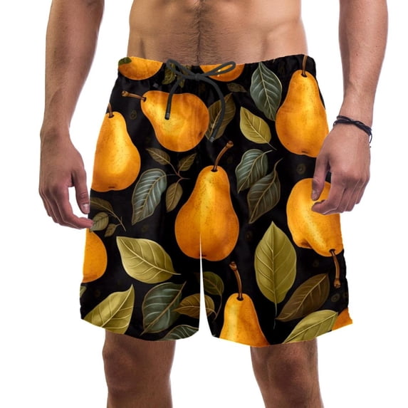 luoweisi Men's Beach Shorts Quick Dry Swim Trunks with Mesh Lining Pear L