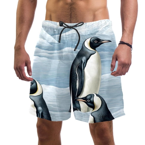 luoweisi Men's Beach Shorts Quick Dry Swim Trunks with Mesh Lining Penguin 2XL