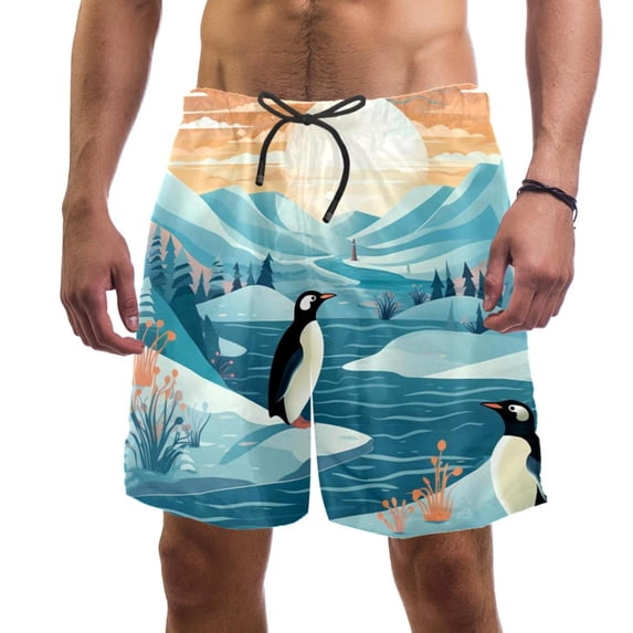 luoweisi Men's Beach Shorts Quick Dry Swim Trunks with Mesh Lining Penguin XL