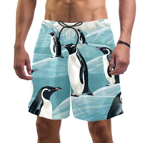 luoweisi Men's Beach Shorts Quick Dry Swim Trunks with Mesh Lining Penguin XL