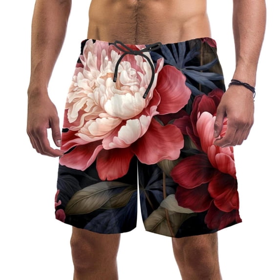 luoweisi Men's Beach Shorts Quick Dry Swim Trunks with Mesh Lining Peony M