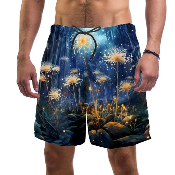 luoweisi Men's Beach Shorts Quick Dry Swim Trunks with Mesh Lining Plants under the Stars 2XL