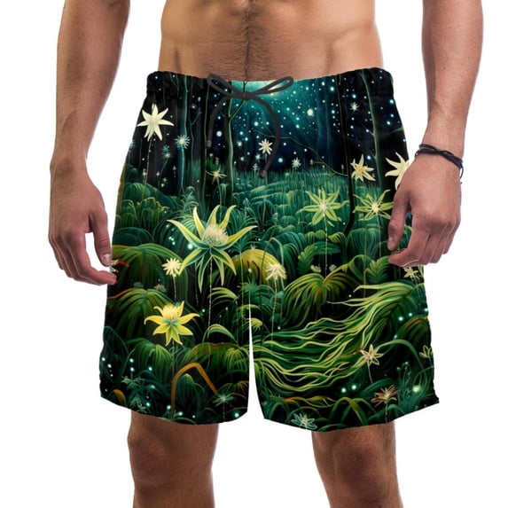 luoweisi Men's Beach Shorts Quick Dry Swim Trunks with Mesh Lining Plants under the Stars S