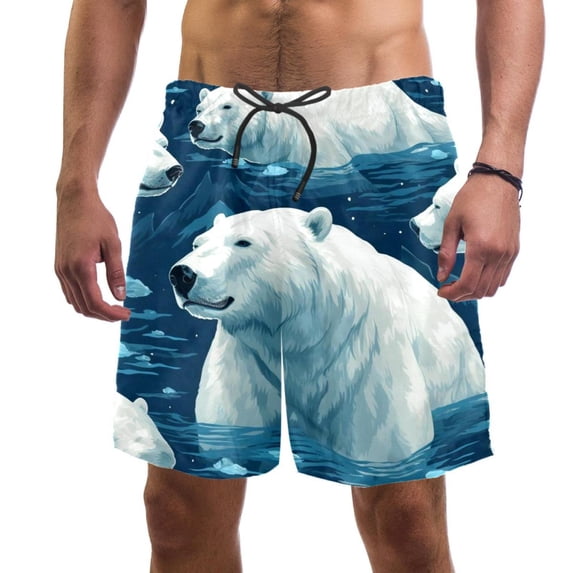 luoweisi Men's Beach Shorts Quick Dry Swim Trunks with Mesh Lining Polar Bear L