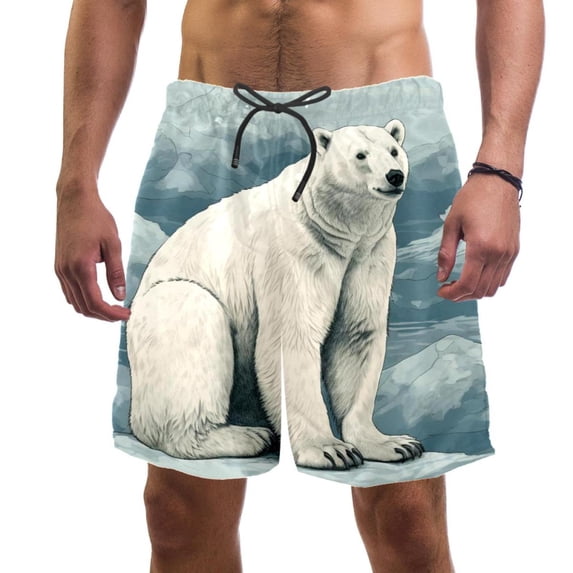 luoweisi Men's Beach Shorts Quick Dry Swim Trunks with Mesh Lining Polar Bear L
