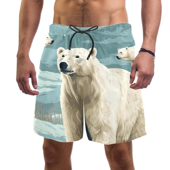 luoweisi Men's Beach Shorts Quick Dry Swim Trunks with Mesh Lining Polar Bear M