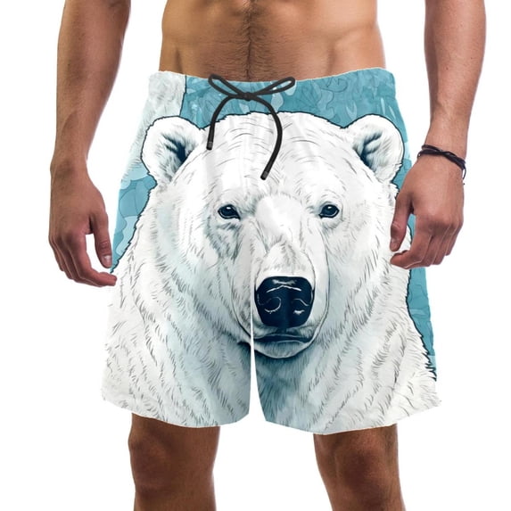luoweisi Men's Beach Shorts Quick Dry Swim Trunks with Mesh Lining Polar Bear XL