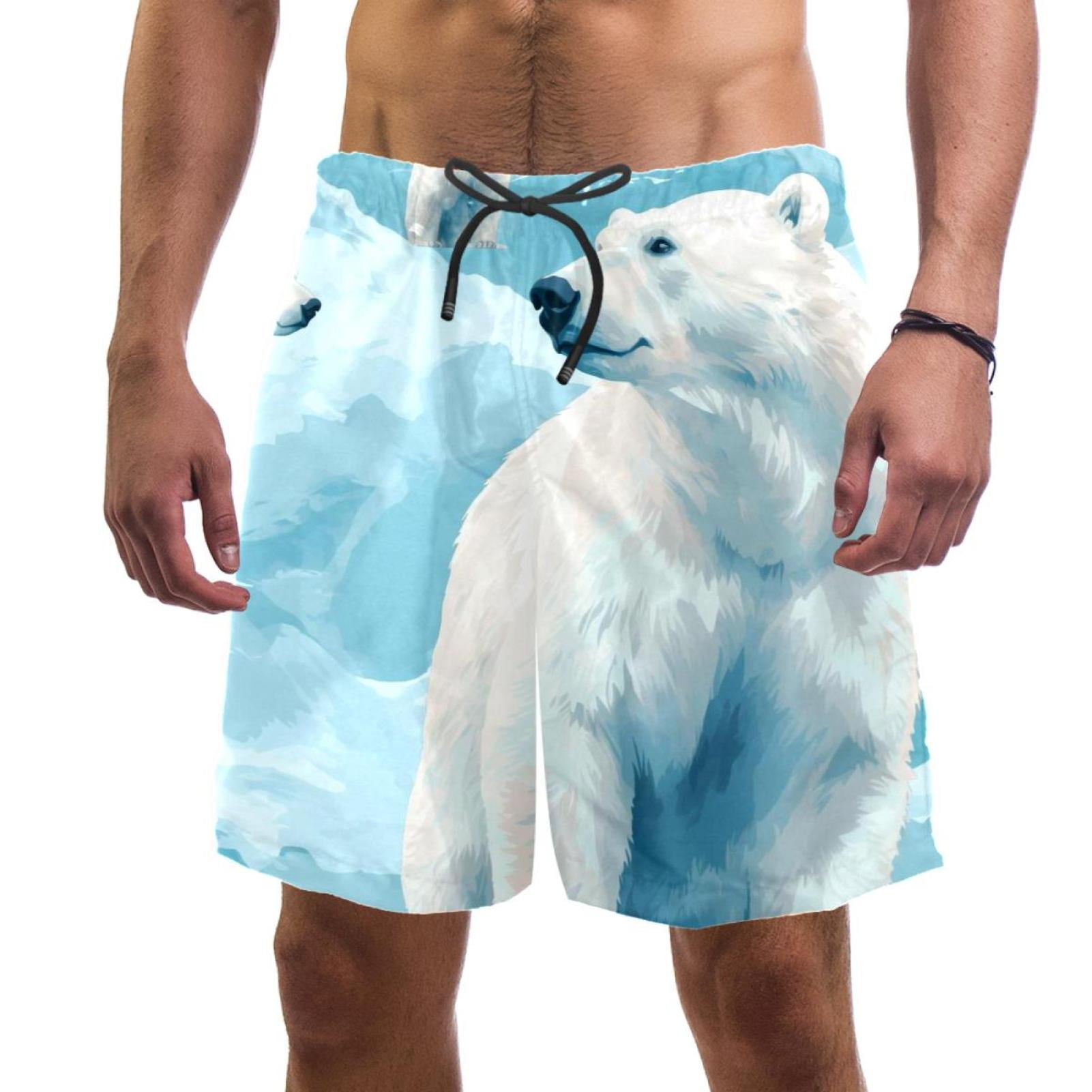 luoweisi Men's Beach Shorts Quick Dry Swim Trunks with Mesh Lining Polar Bear XL