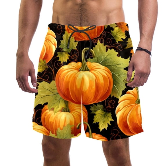 luoweisi Men's Beach Shorts Quick Dry Swim Trunks with Mesh Lining Pumpkin 2XL