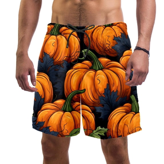 luoweisi Men's Beach Shorts Quick Dry Swim Trunks with Mesh Lining Pumpkin M