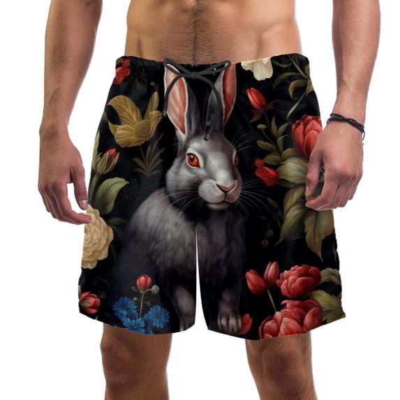 luoweisi Men's Beach Shorts Quick Dry Swim Trunks with Mesh Lining Rabbit 2XL