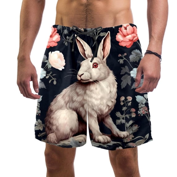 luoweisi Men's Beach Shorts Quick Dry Swim Trunks with Mesh Lining Rabbit M