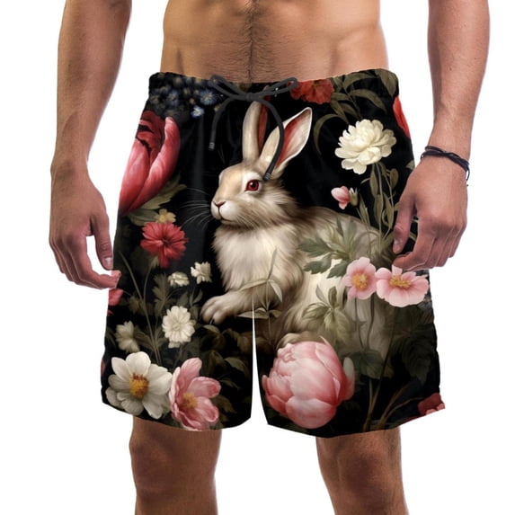 luoweisi Men's Beach Shorts Quick Dry Swim Trunks with Mesh Lining Rabbit XL