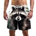 thumbnail image 1 of luoweisi Men's Beach Shorts Quick Dry Swim Trunks with Mesh Lining Raccoon M, 1 of 5